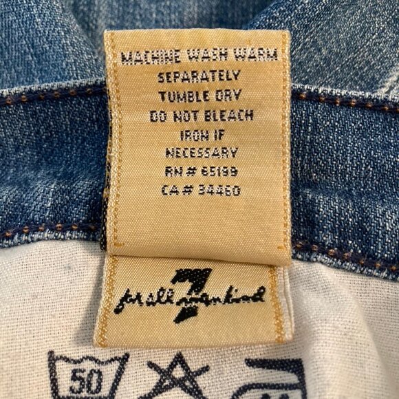 7 For All Mankind Jeans Lightly Distressed Denim Bootcut Mid-Rise 5 Pocket SZ 29 - Picture 11 of 15